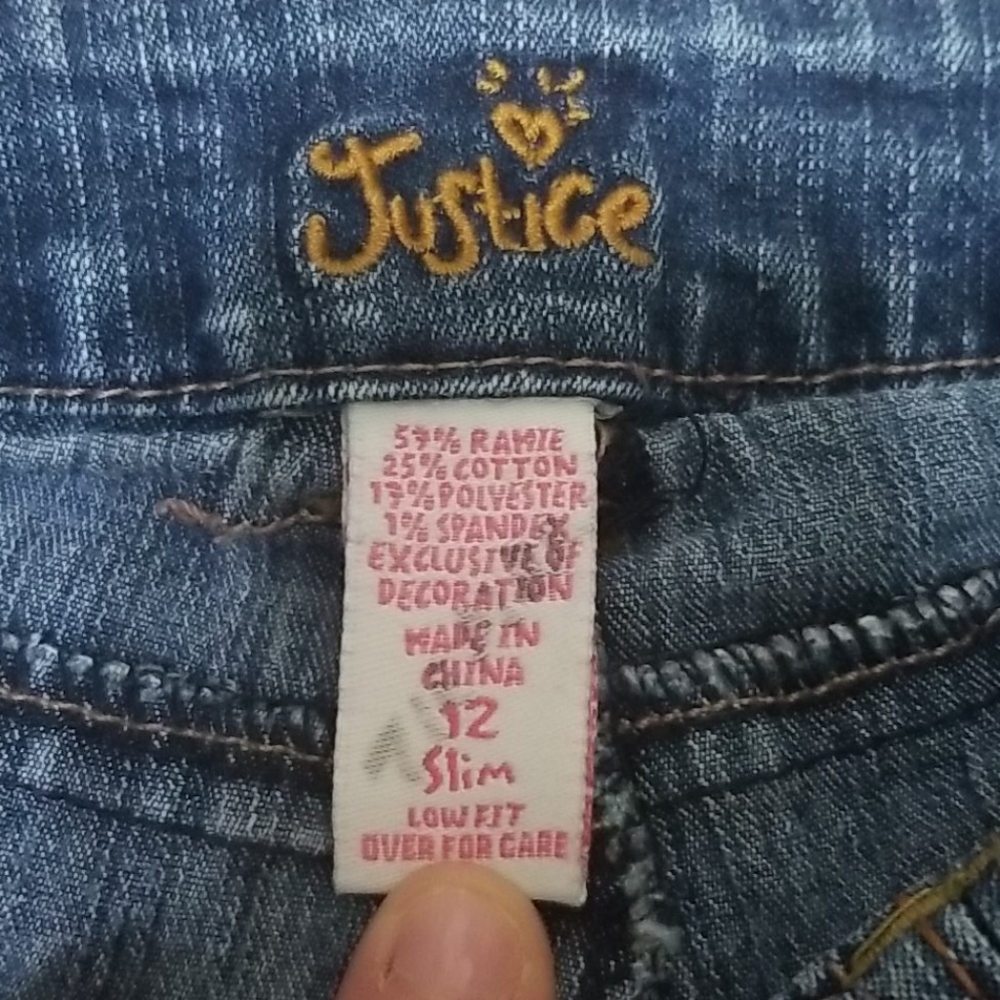 Kids Justice slim lowfit capris Jeans size 12 - Picture 2 of 5